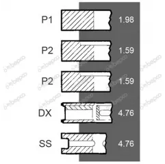 Segmenti Motor Massey Ferguson, Perkins  41158085, 745902M91, 82154, 08-313400-00 Goetze - 1
