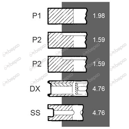 Segmenti Motor Massey Ferguson, Perkins  41158085, 745902M91, 82154, 08-313400-00 Goetze - 1
