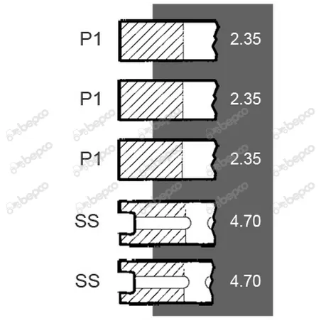 Set segmenti motor Ford FI 100 MM , E1ADKN6149A, 510E6148C
