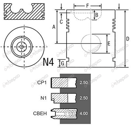 Piston motor echipat cu segmenti New Holland FI-110mm, 87803394