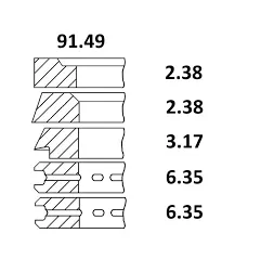Set segmenti motor Massey Ferguson Fi 91.49 MM 81717646, 81803918