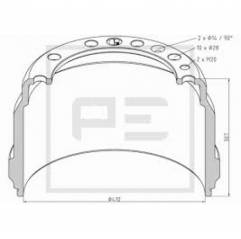 Tambur frana spate Volvo 1075310,1599012 - 1
