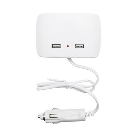 Adaptor bricheta auto tripla 12/24V alb si 2x port USB 5V/1000mA