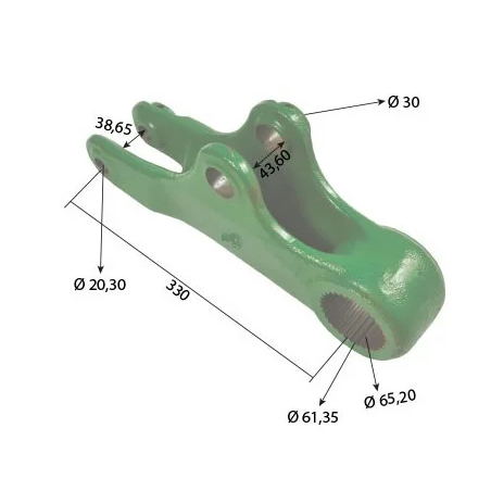 Brat monobloc dreapta John Deere L 310 mm - Ø 20/30/64 mm - 1