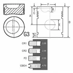 Piston Complet New Holland + 0.020'' - 0.51 MM Bepco - 1