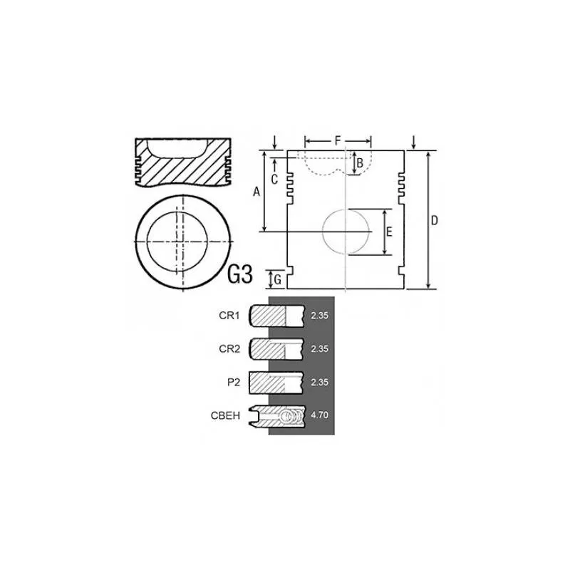 Piston Complet New Holland + 0.020'' - 0.51 MM Bepco - 1