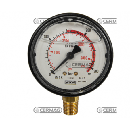 Ceas presiune cu glicerina Ø 63 mm, prindere verticala 1/4" Presiune lucru 0÷315 Bar