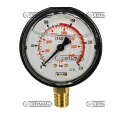 Ceas presiune cu glicerina Ø 63 mm, prindere verticala 1/4" Presiune lucru 0÷250 Bar