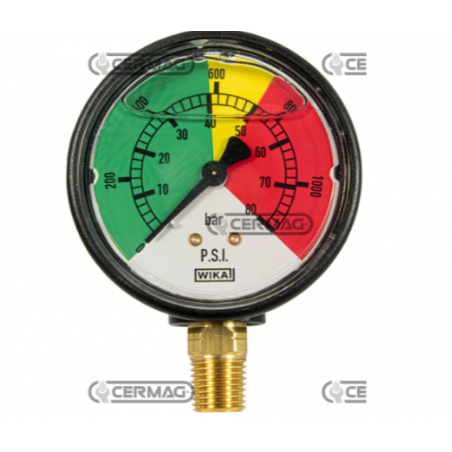 Ceas presiune cu glicerina Ø 63 mm, prindere verticala 1/4" Presiune lucru 0÷80 Bar