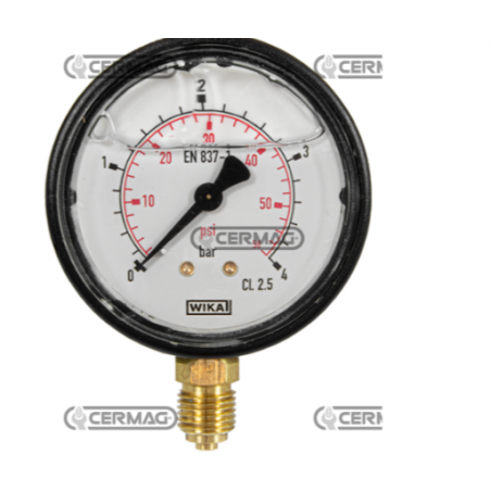Ceas presiune cu glicerina Ø 63 mm, prindere verticala 1/4" Presiune lucru 0÷80 Bar