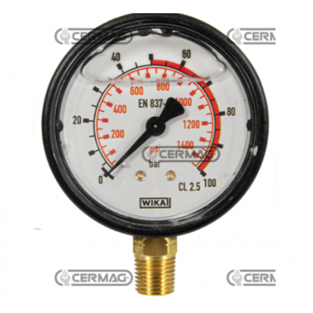 Ceas presiune cu glicerina Ø 63 mm, prindere verticala 1/4" Presiune lucru 0÷100 Bar
