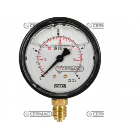 Ceas presiune cu glicerina Ø 63 mm, prindere verticala 1/4" Presiune lucru 0÷4 Bar