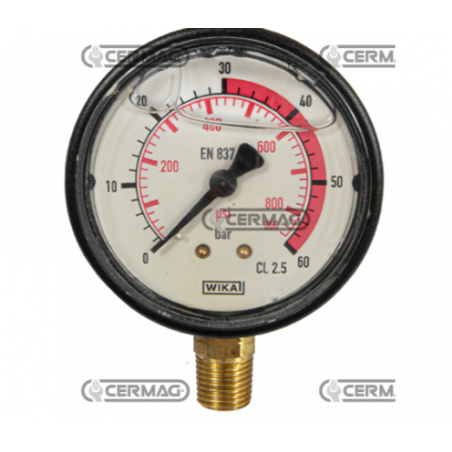 Ceas presiune cu glicerina Ø 63 mm, prindere verticala 1/4" Presiune lucru 0÷60 Bar