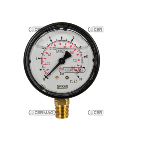 Ceas presiune cu glicerina Ø 63 mm, prindere verticala 1/4" Presiune lucru 0÷10 Bar