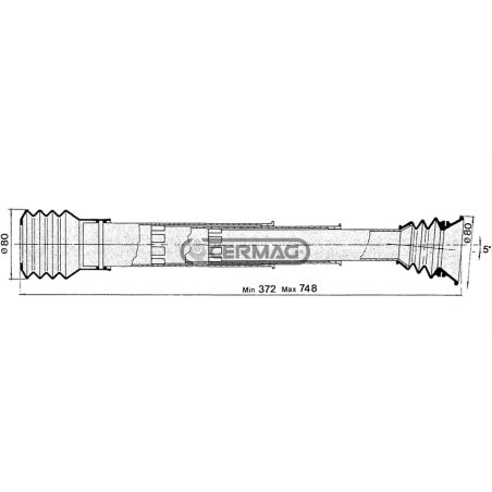 Tub seminte semanatoare (min 372- max 748 mm) Ø80 mm