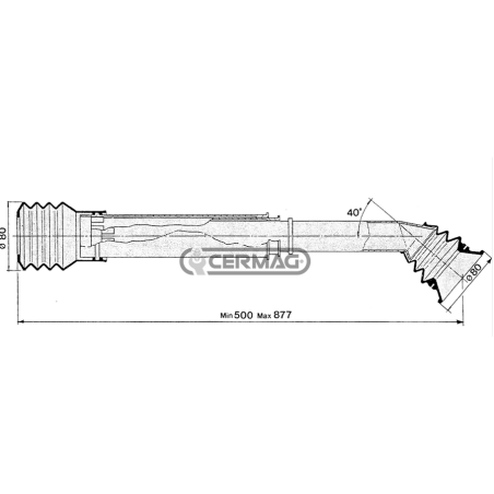 Tub seminte semanatoare (min 500- max 877 mm) Ø80 mm