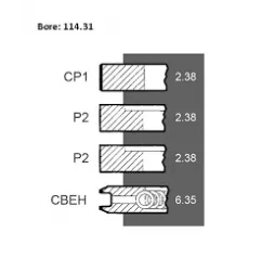 Set segmenti motor Perkins Ø 114.31mm, 41158118, 745950M91