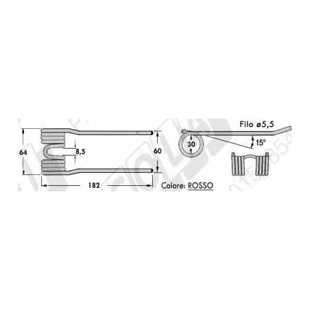 Dinte Balotiera Laverda, 59.567, LS60049 Agricola Ricambi - 1